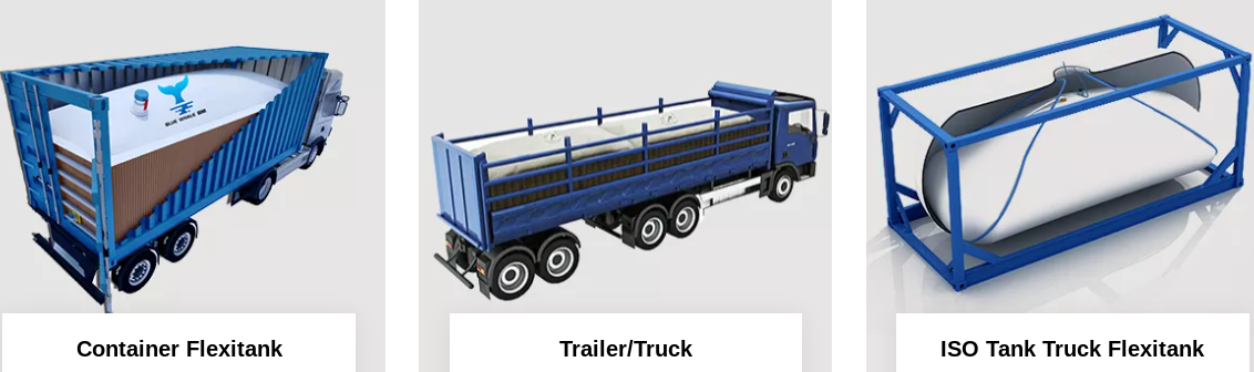 Container flexitank, trailer and ISO tank